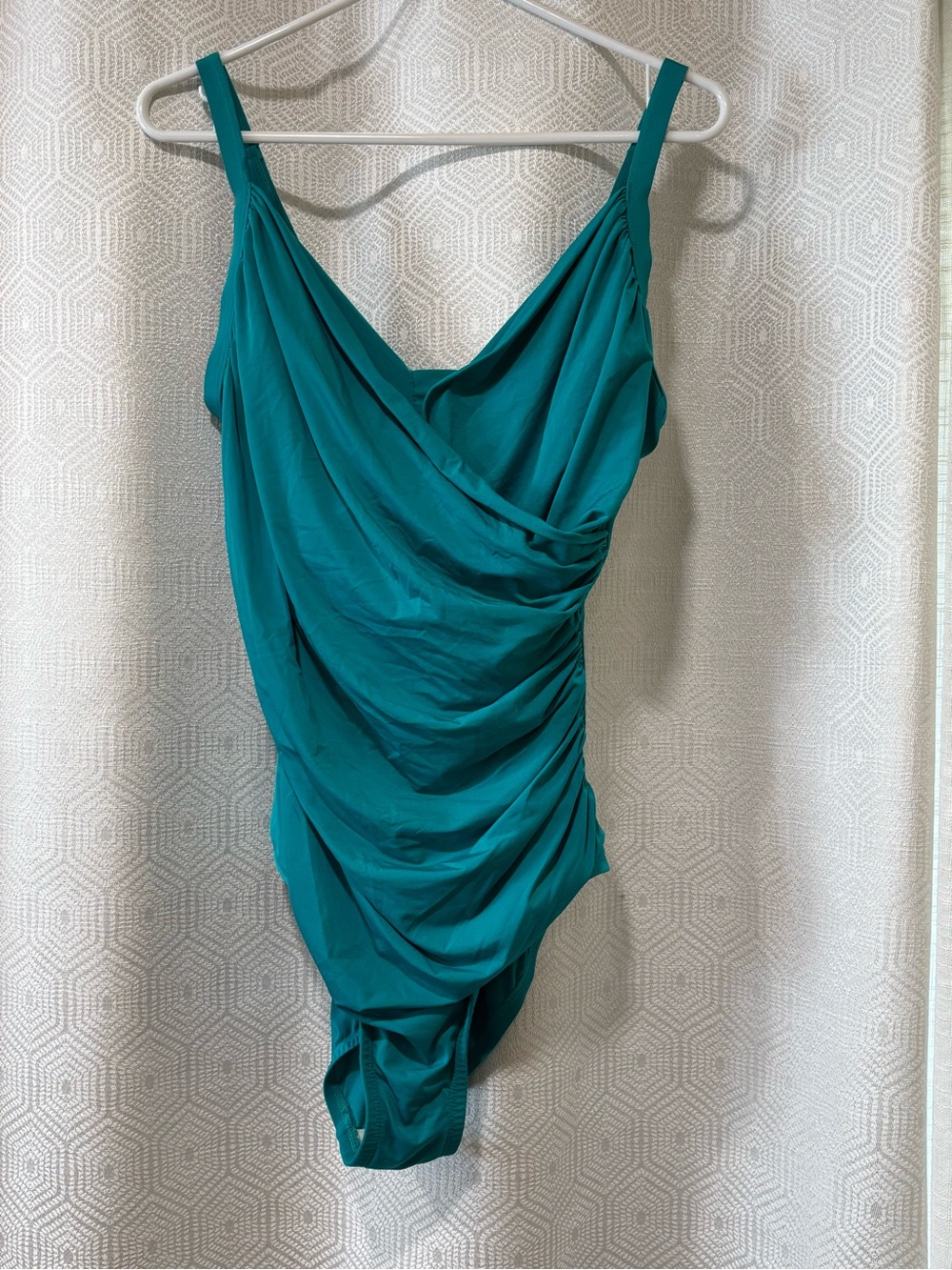 Teal Green Draped One-Piece Swimsuit